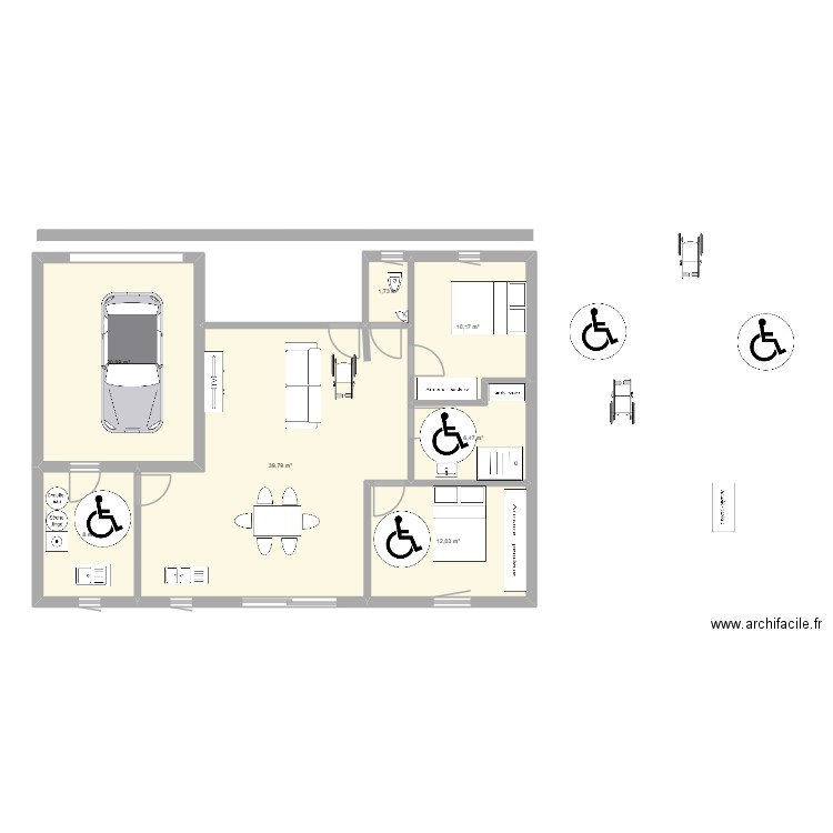 LOCATIF 3. Plan de 7 pièces et 99 m2