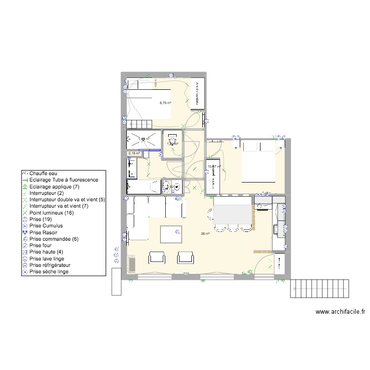 Auron RDC - Cime d'Auron (Projet 2). Plan de 7 pièces et 56 m2