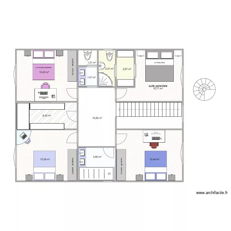 2 etage. Plan de 11  et 84 m²