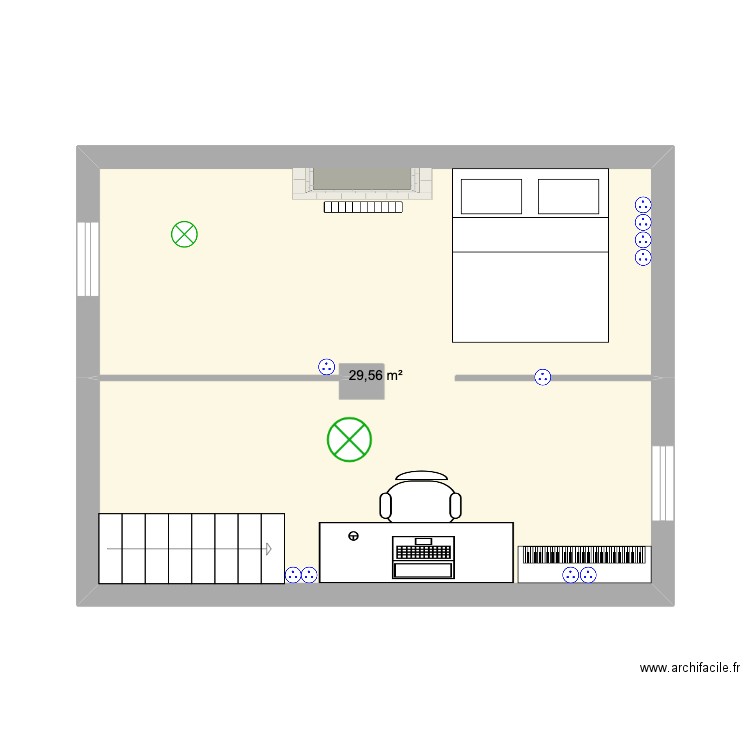 Ma chambre (grenier). Plan de 1 pièce et 30 m2