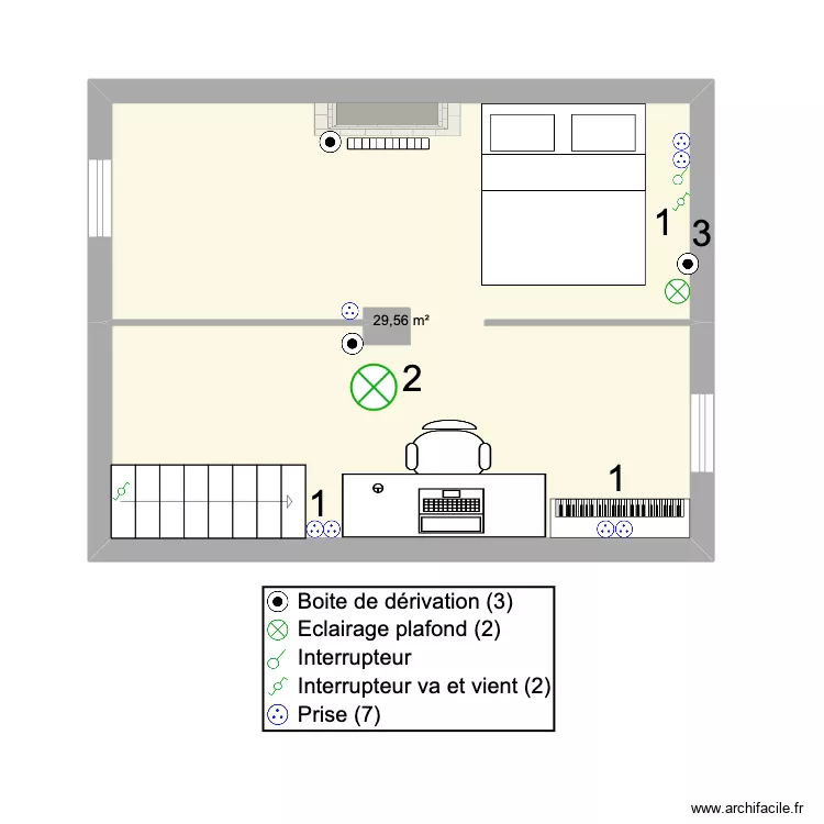 Ma chambre (grenier). Plan de 