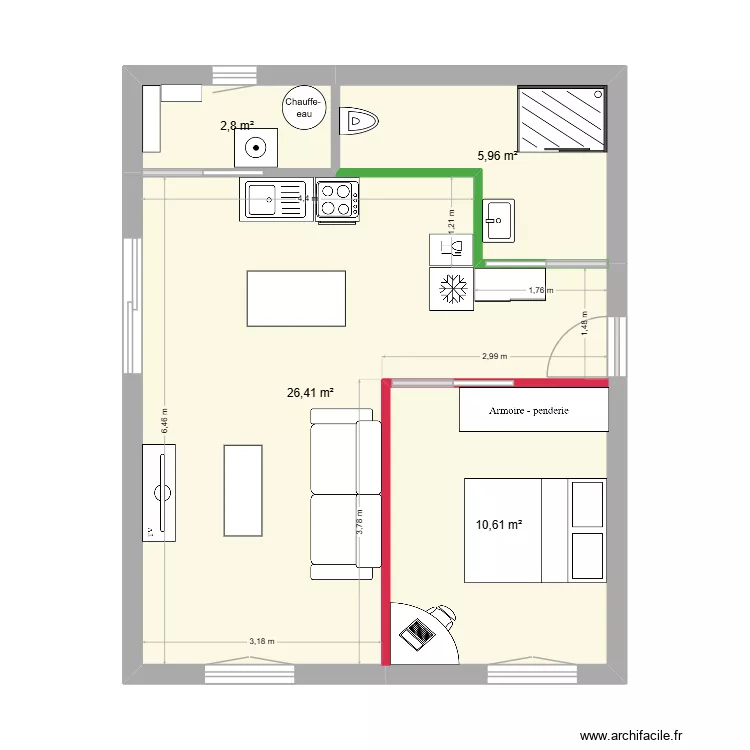 maison-1. Plan de 4  et 46 m²