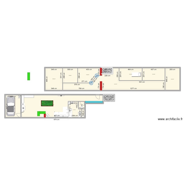 El Chato. Plan de 15 pièces et 196 m2