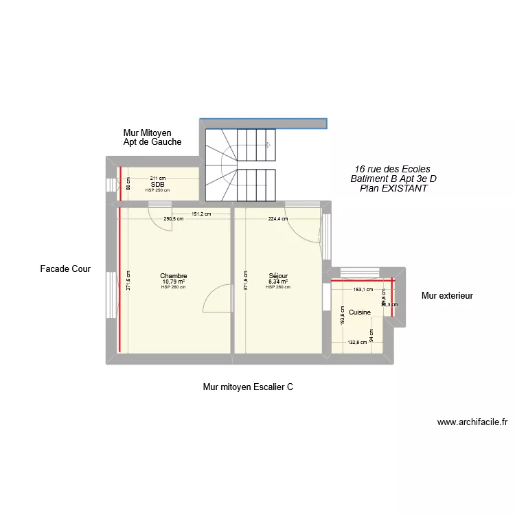 189 Bat B 3e D Existant. Plan de 