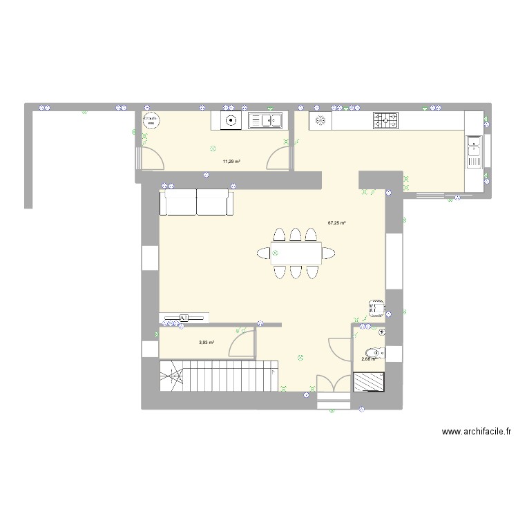 Plan Besseges ELEC. Plan de 4 pièces et 85 m2