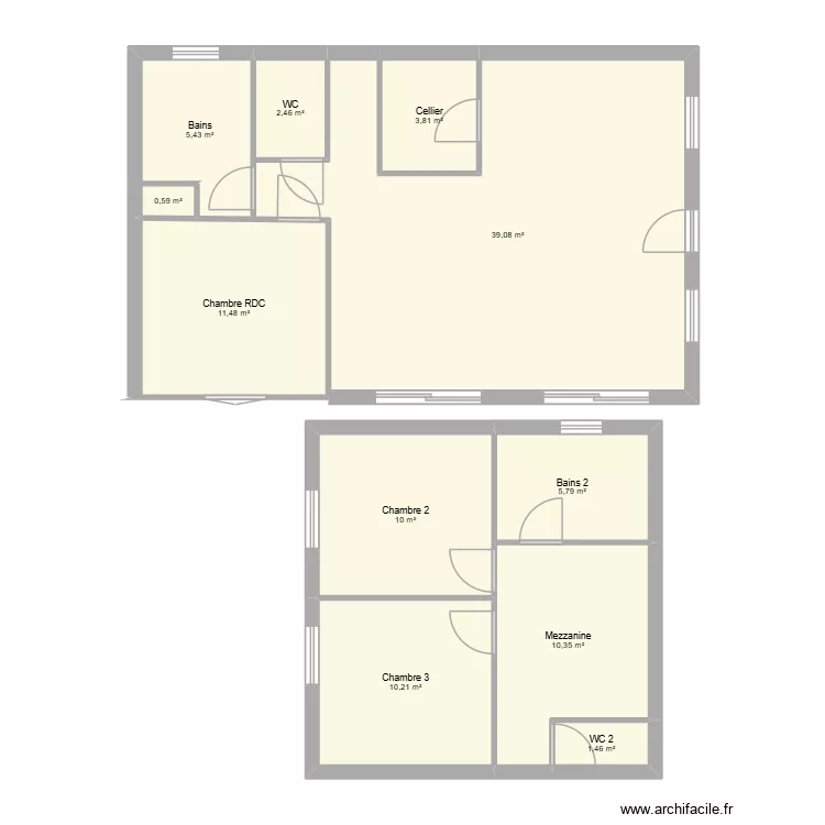 pimpaud2. Plan de 11  et 101 m²