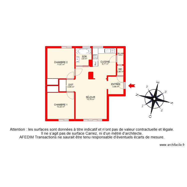 BI 29008. Plan de 15 pièces et 79 m2