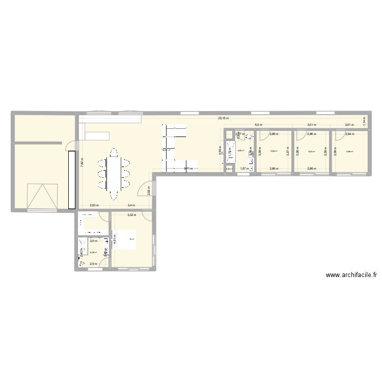 L Magali-2. Plan de 8 pièces et 141 m2