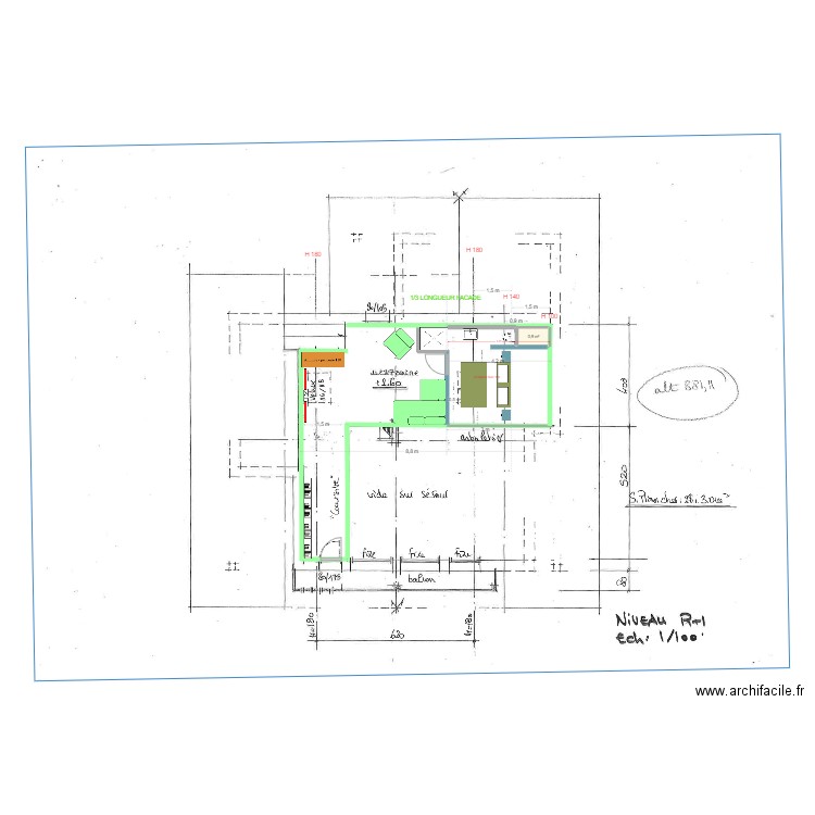 MEZZA SAMOENS variante3  chambre 18/3. Plan de 1 pièce et 1 m2