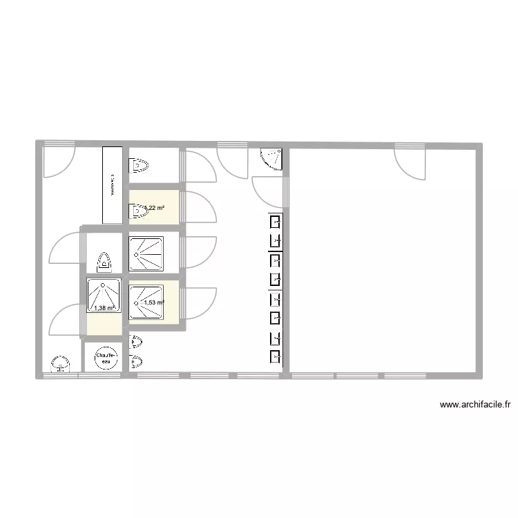 Sanitaire 4. Plan de 3  et 4 m²