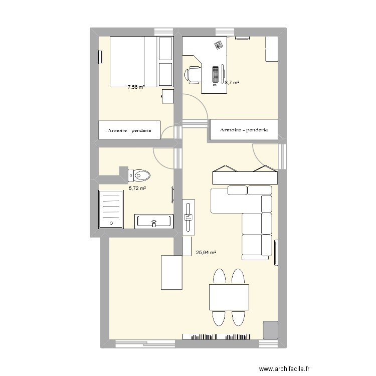 Appartement Roubaix. Plan de 4 pièces et 48 m2