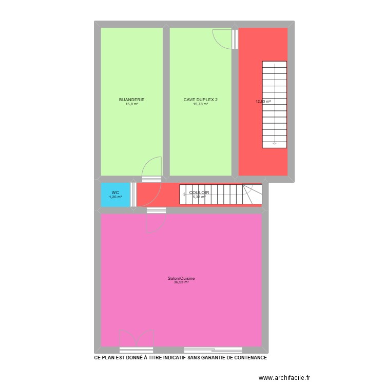 Duplex 1 rez. Plan de 6 pièces et 87 m2