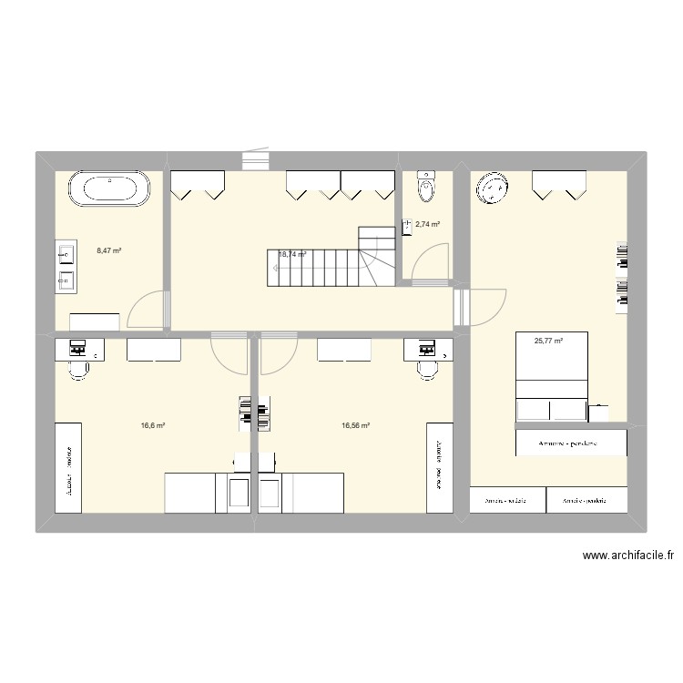 maison givry modification massimo etage. Plan de 6 pièces et 89 m2