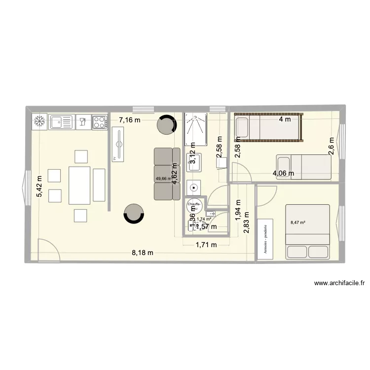 2eme projet. Plan de 3  et 60 m²
