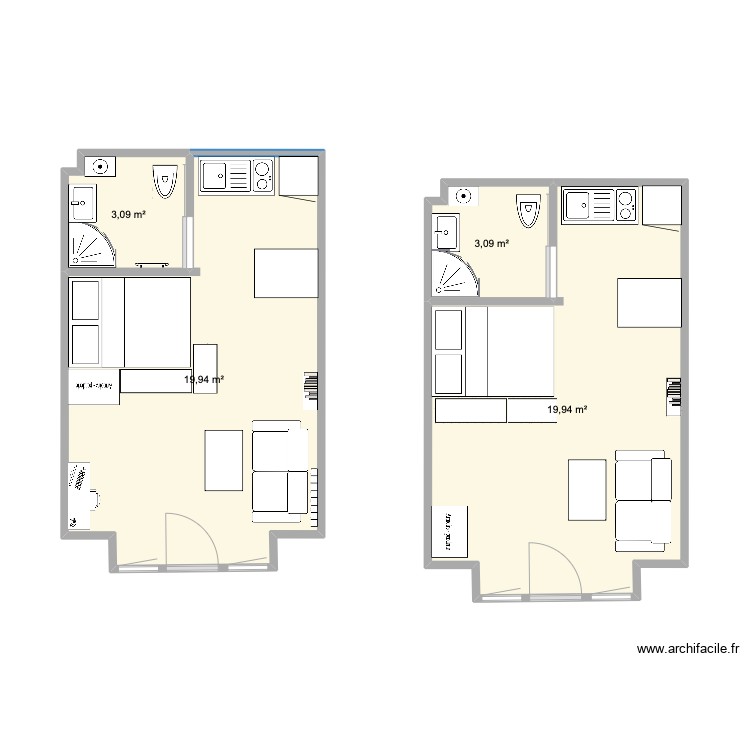 appart - Plan 2 pièces 21 m2 dessiné par noumss