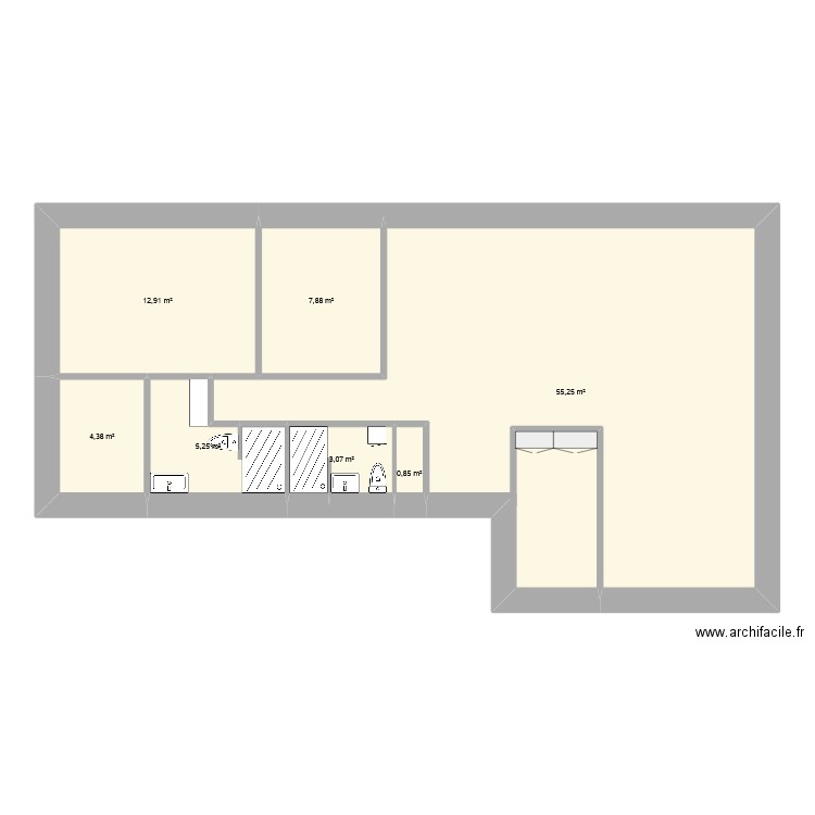 lot 27nov25. Plan de 7 pièces et 90 m2