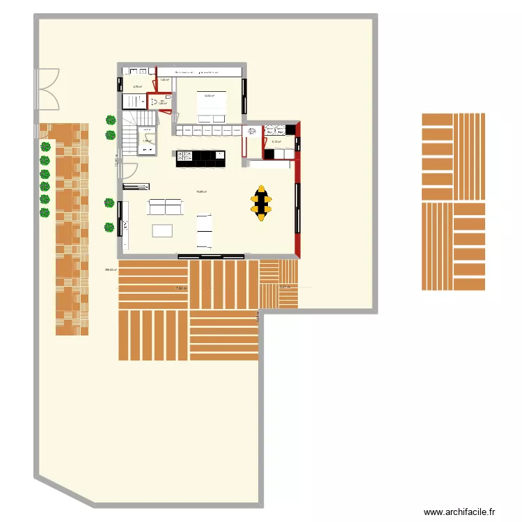 41 SORINS RDC APRES TRAVAUX CUISINE GAUCHE. Plan de 8  et 629 m²