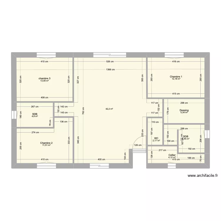 Maud Plan plein pied. Plan de 