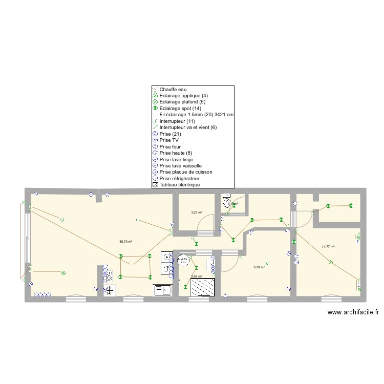 1er étage appart. Plan de 0 pièce et 0 m2