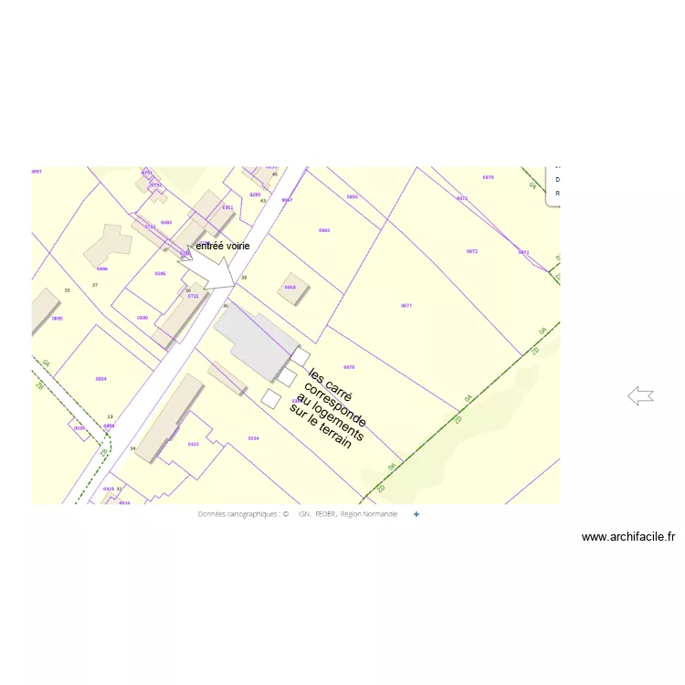 plan de situation avec implantation 3 maison. Plan de 