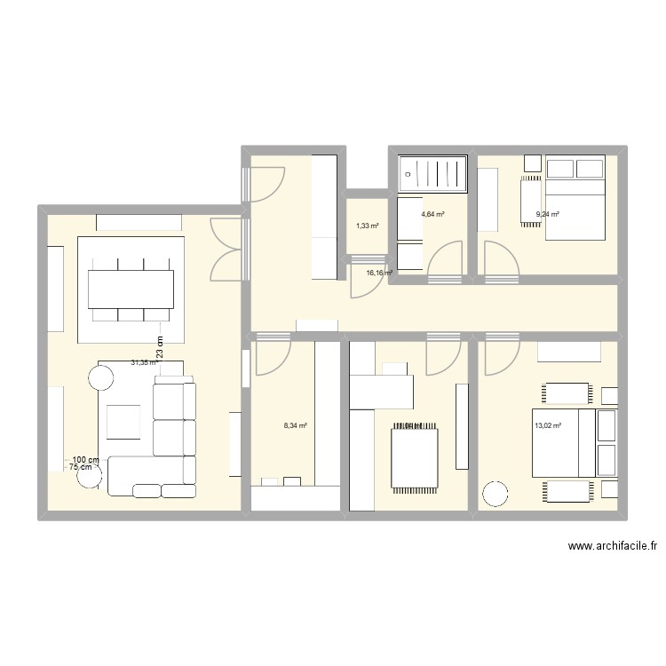STIZ J.. Plan de 8 pièces et 95 m2