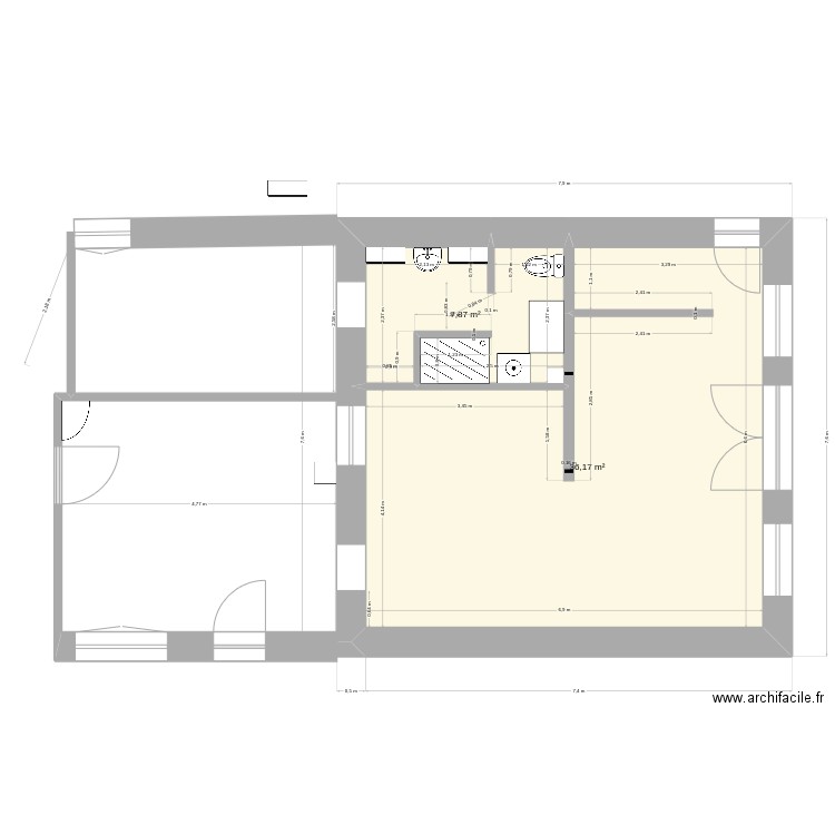 203. Plan de 2 pièces et 44 m2