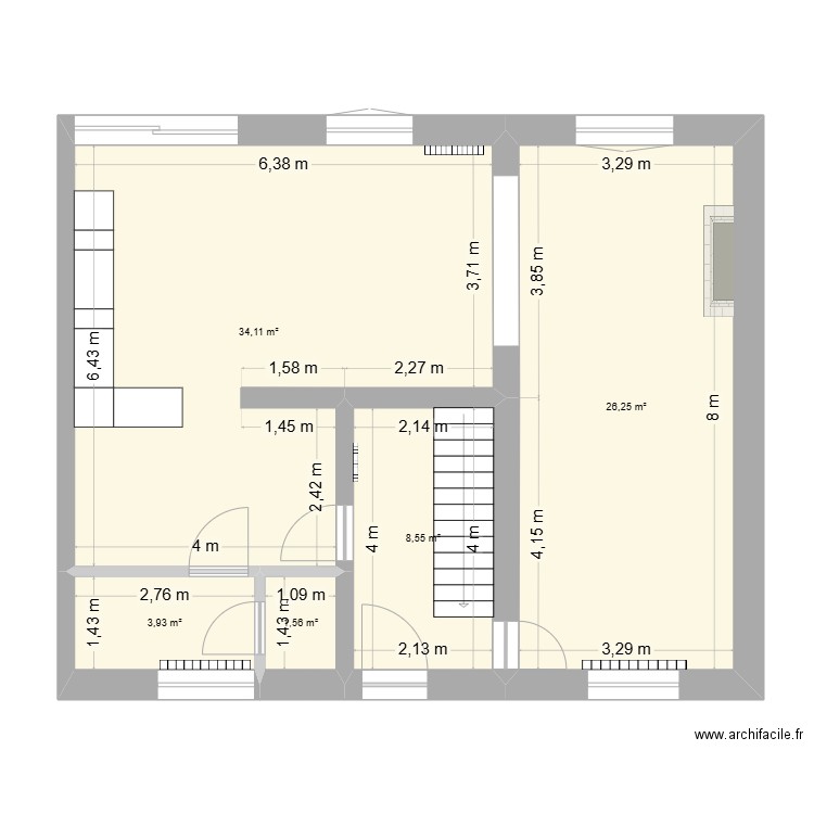 Maison - Rez 0 - Projet 1. Plan de 5 pièces et 74 m2