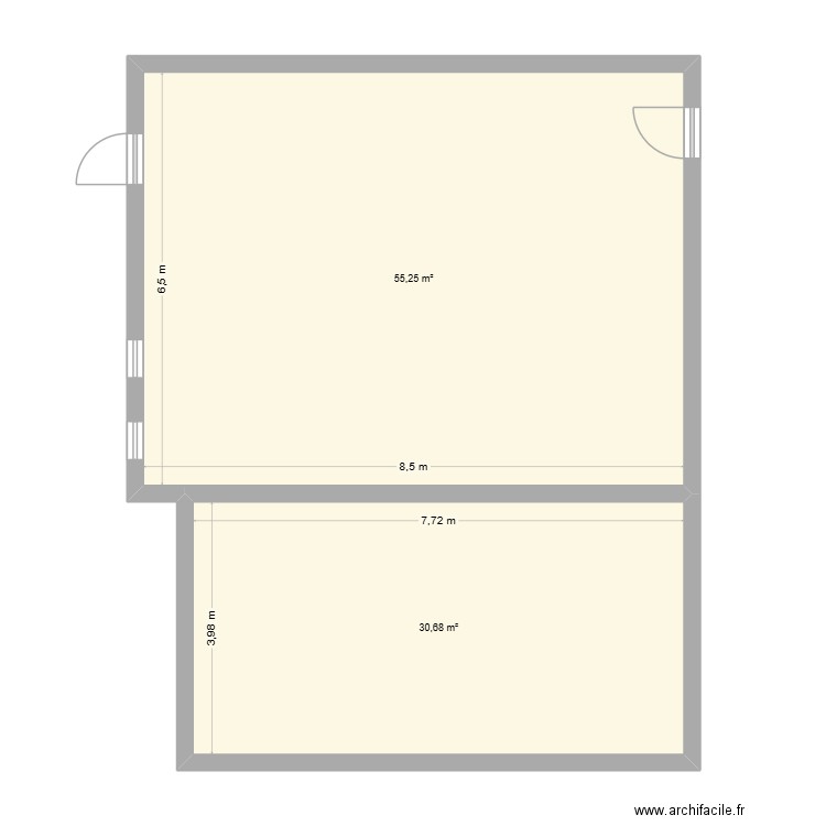 yunus aldemir. Plan de 2 pièces et 86 m2
