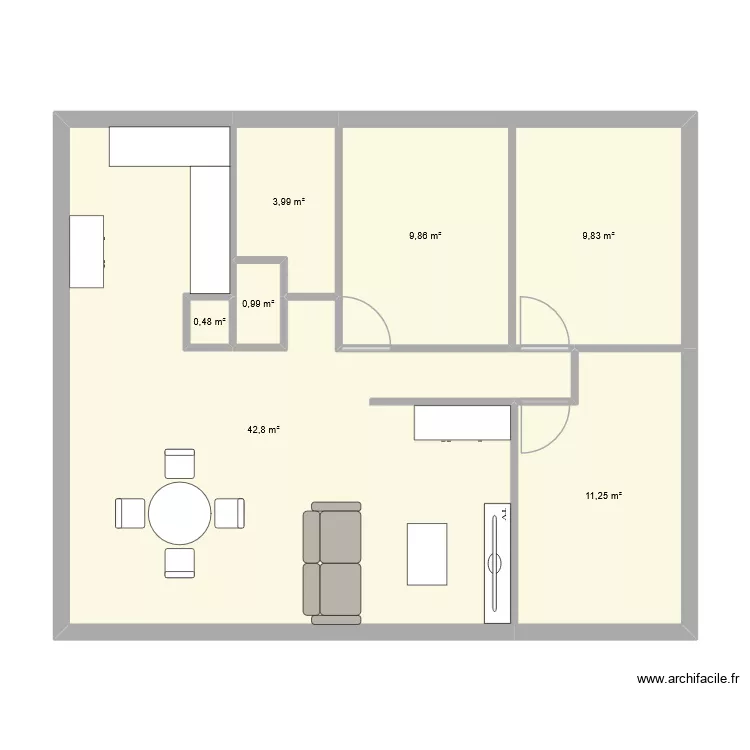 S&eacute;randon. Plan de 7 Pièces et 79 m²