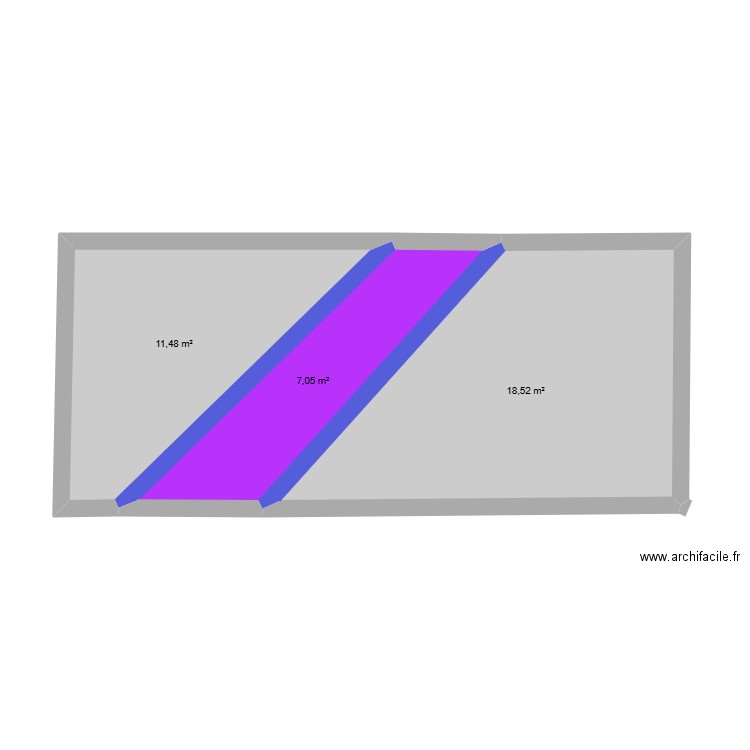 MUR GAUCHE ATELIER 2. Plan de 3 pièces et 37 m2