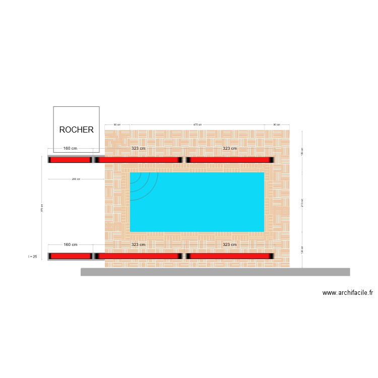 Dallage piscine. Plan de 0 pièce et 0 m2