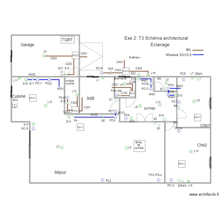 B1M2Op02-02Exe2T3SchArchiEclairage. Plan de 0 pièce et 0 m2