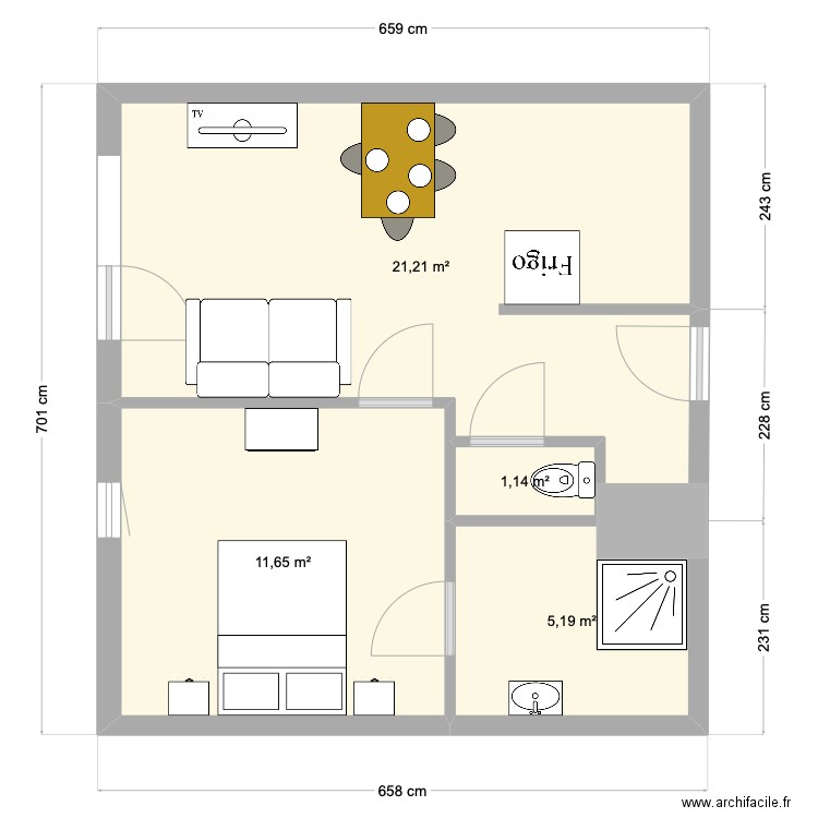 Appartement Angers. Plan de 4 pièces et 39 m2