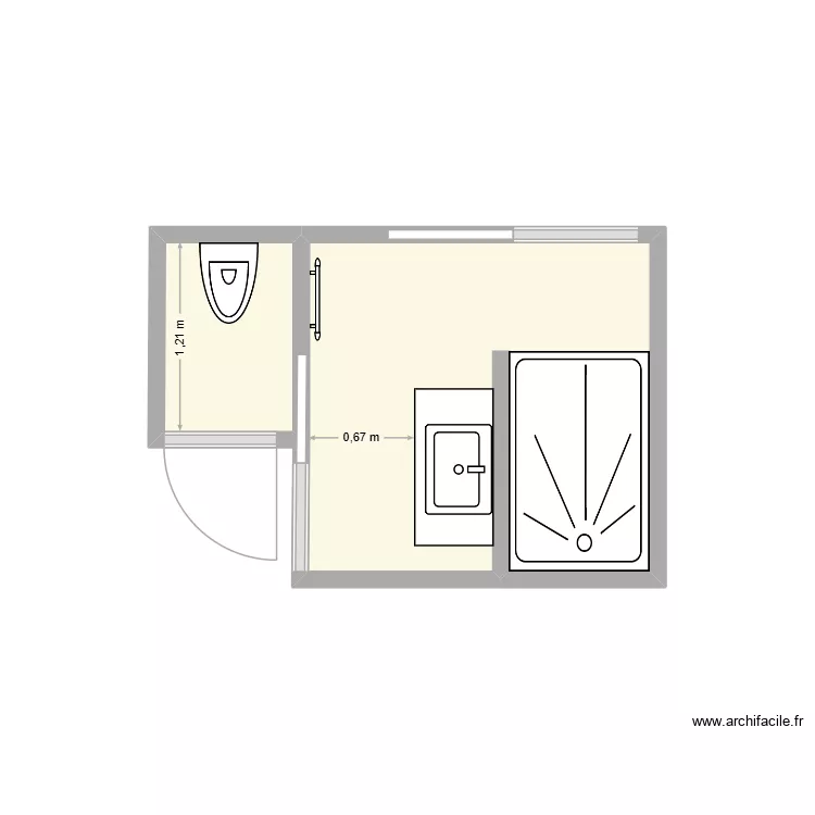 SDB Julie et Nico. Plan de 2  et 5 m²