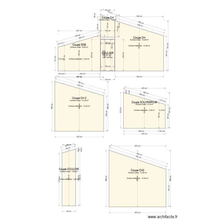 CHEBELIN ETAGE. Plan de 1 pièce et 2 m2