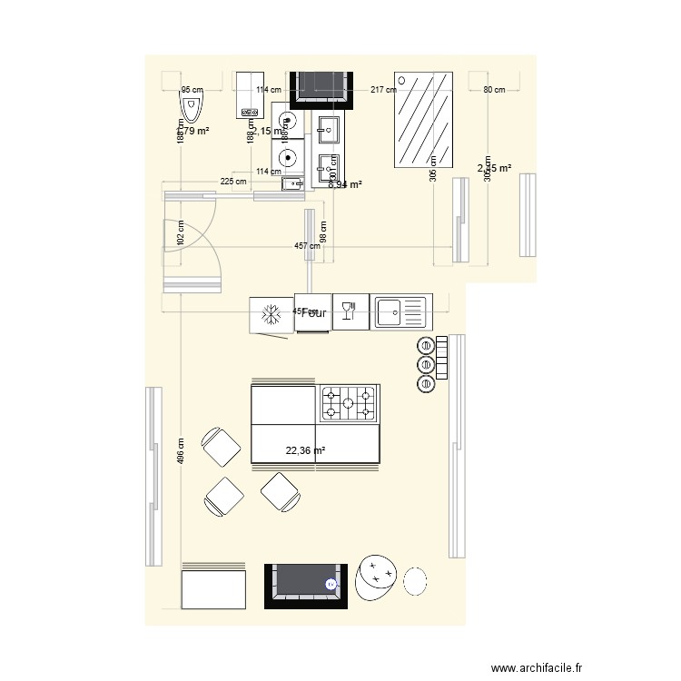 Voltaire cuisine. Plan de 0 pièce et 0 m2