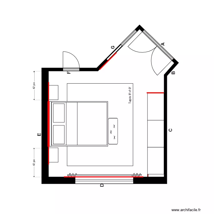 dupperron chambre. Plan de 