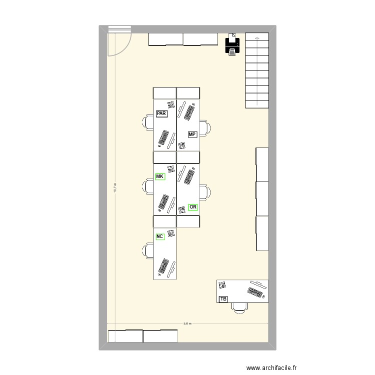 Bureau du bas 3_031225_variante2. Plan de 1 pièce et 60 m2