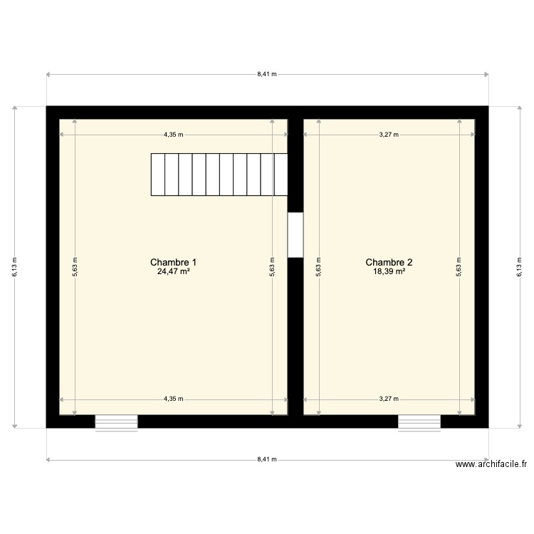 maison grande nimy etage. Plan de 2 pièces et 43 m2