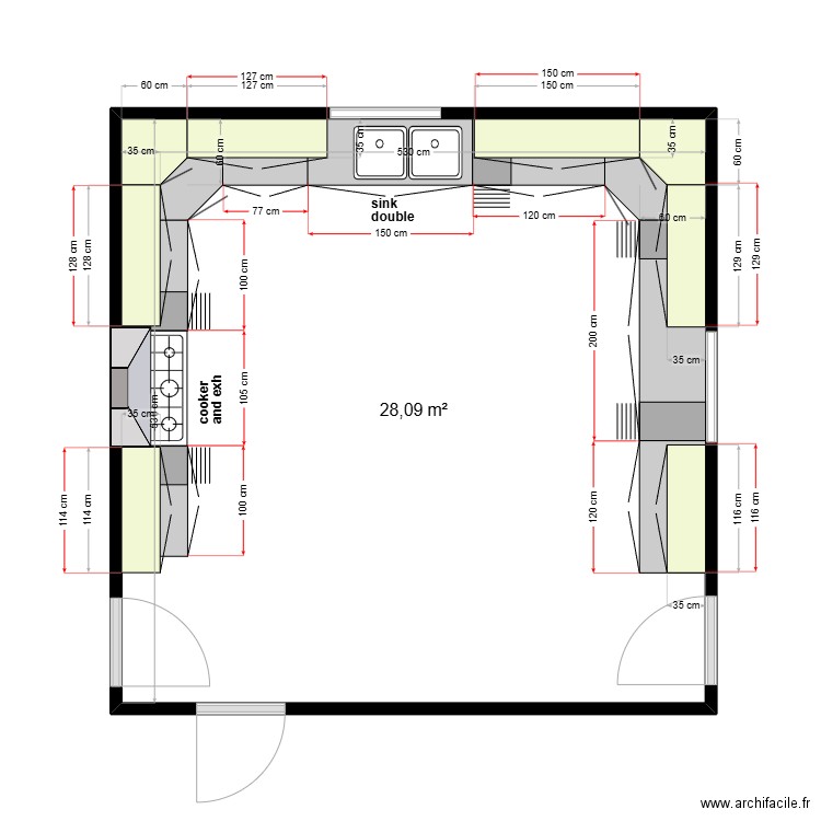 hous 2. Plan de 1 pièce et 28 m2