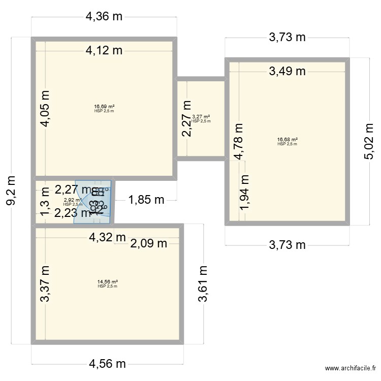 Assoukoko1. Plan de 5 pièces et 54 m2