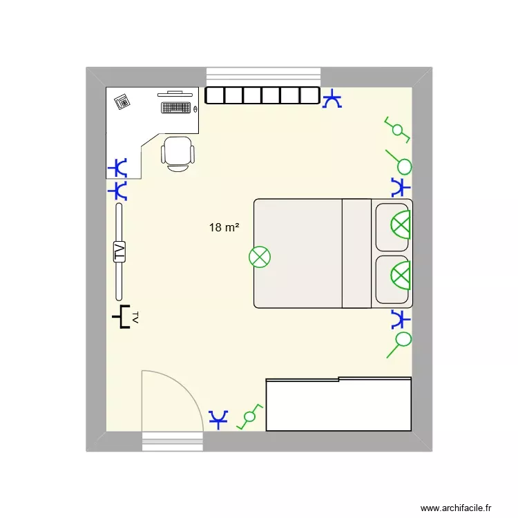 S&eacute;quence 1 - D&eacute;but rem&eacute;diation 1 - Margot. Plan de 1 Pièce et 18 m²