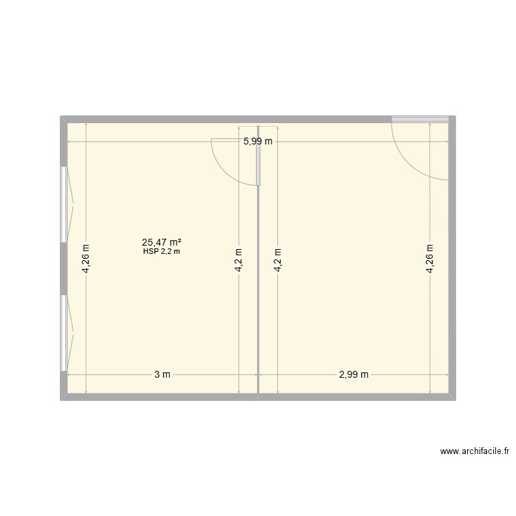 plan bureaux. Plan de 1 pièce et 25 m2