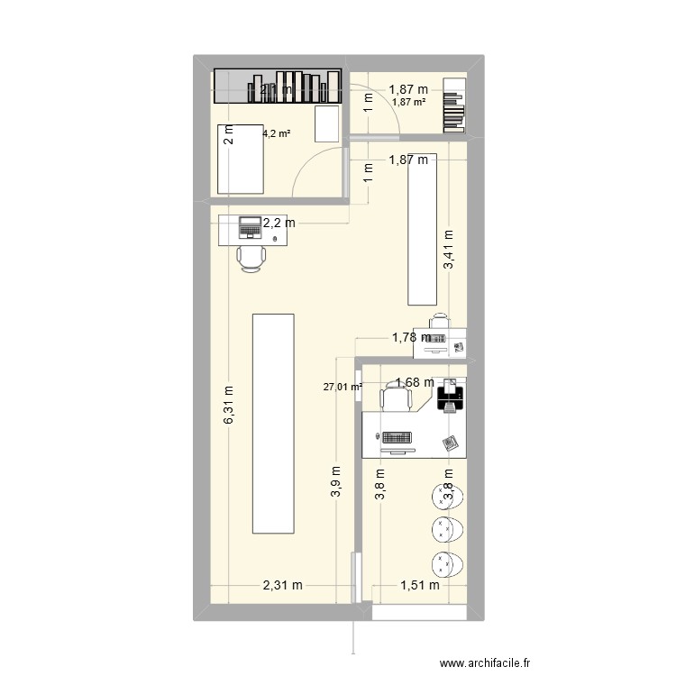 Digital print. Plan de 3 pièces et 33 m2