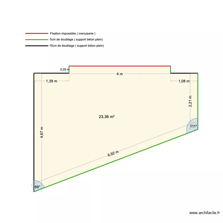 VIDE maison. Plan de 1  et 23 m²