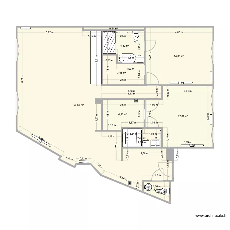 25 GUENEGAUD 4. Plan de 9 pièces et 94 m² 25 GUENEGAUD 4. Plan de 9 pièces et 94 m²