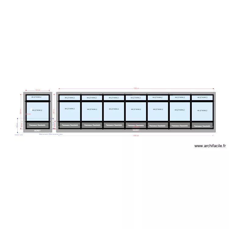 Etude de facade Boeuf tricolore n°5. Plan de 26 et 26 m² Etude de facade Boeuf tricolore n°5. Plan de 26 et 26 m²