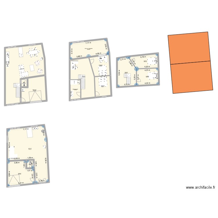 Albert. Plan de 14 pièces et 296 m2