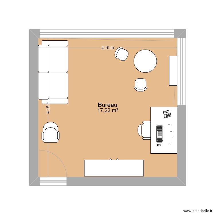 Bureau Veronica. Plan de 1 pièce et 17 m2