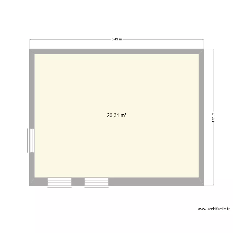 cabanon. Plan de 1  et 20 m²